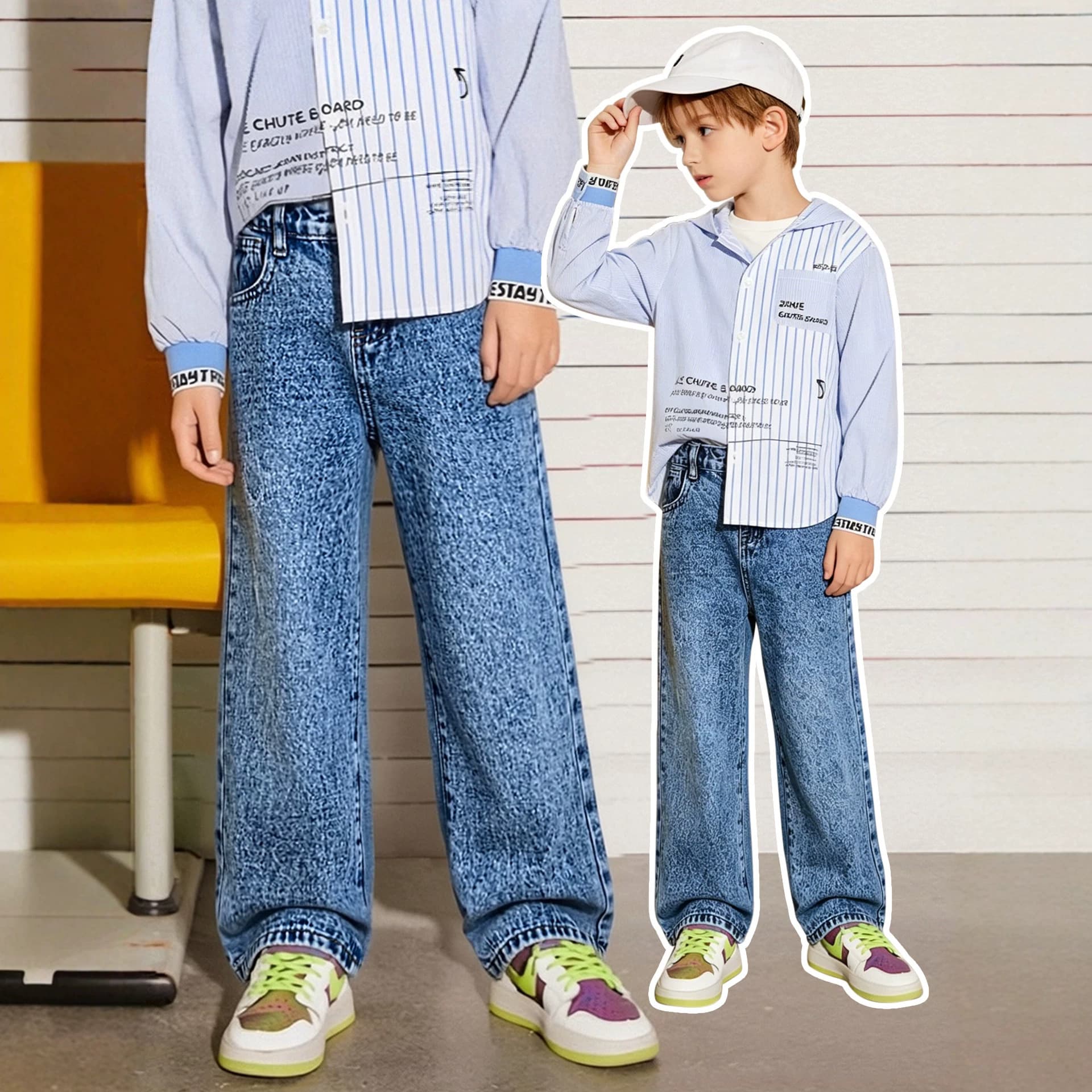 Children's jeans, four-season style, children's denim trousers with special features, washable, boys' pure cotton trousers, spot wholesale
