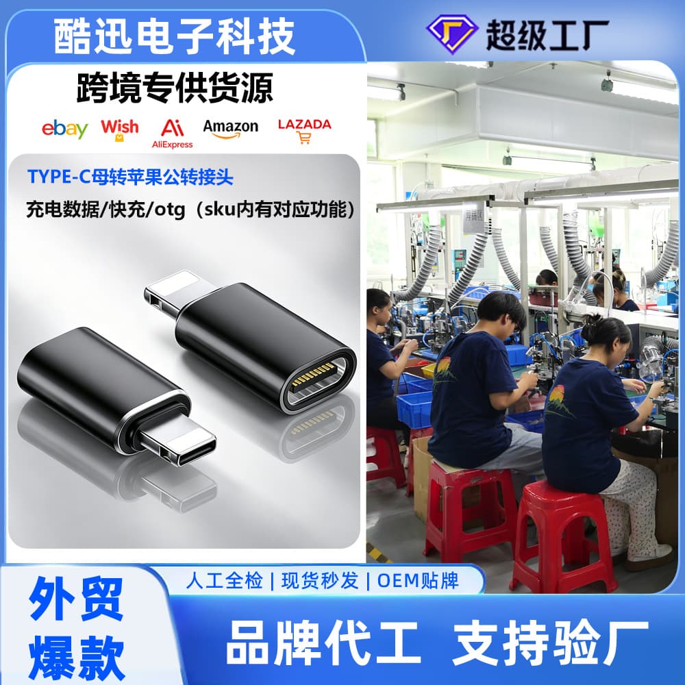 Wholesale Lightning Data Cable Adapter for Data Transfer and Charging, Type-C to Apple Converter