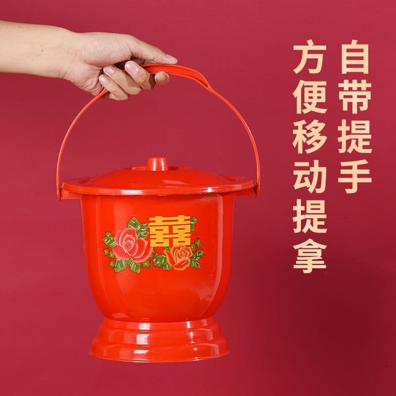 Wedding Spittoon Bride's Dowry Descendant Bucket Wedding Celebration Supplies Portable Toilet Plastic Commode for Housewarming