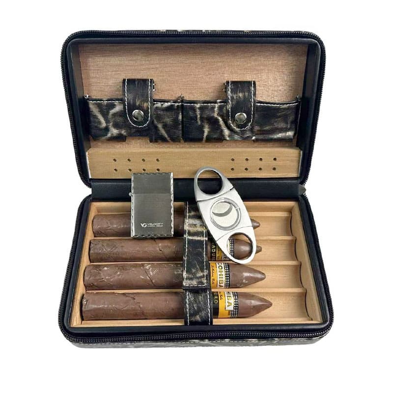 In Stock Cross-Border Hot Selling Cigar Case Leather Portable Outdoor Travel Cigar Storage Bag Humidor