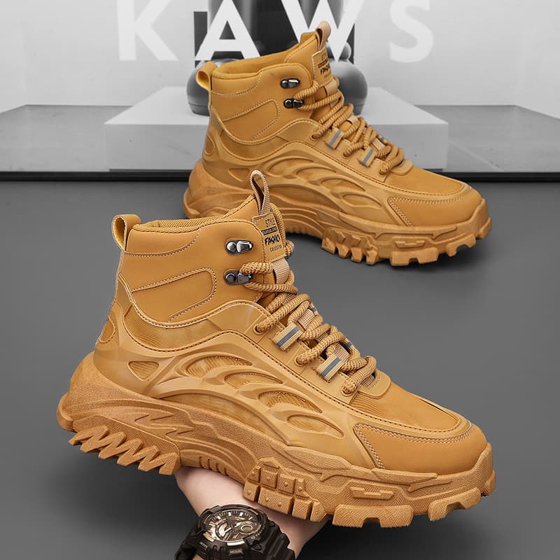Martin Men's Autumn Breathable High-Top British Style Vintage Work Boots Outdoor Climbing Desert Combat Large Yellow Boots