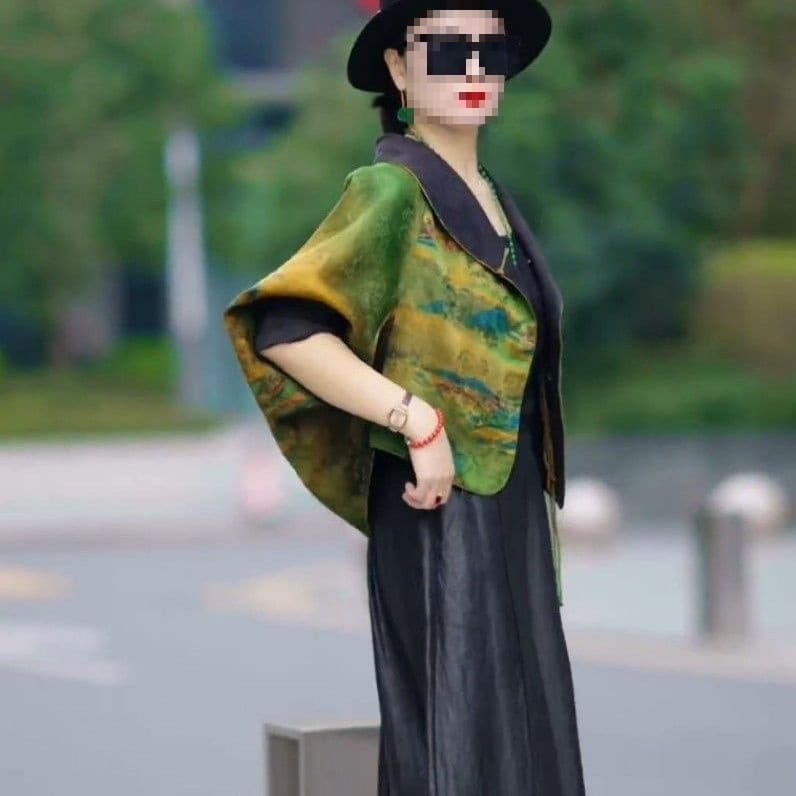Chinese style women's ancient fragrant cloud gauze top two-piece set with new wide-leg pants suit cardigan 2025 summer