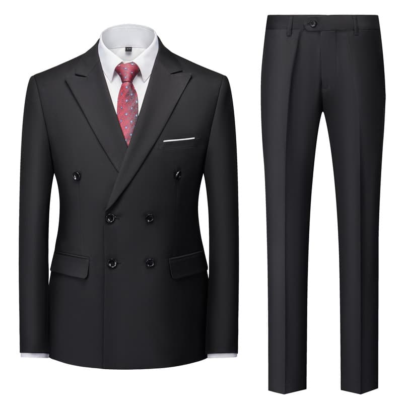 Men's Two-Piece Business Suit Double-Breasted Two-Button Suit Set Banquet Evening Dress British Formal Suit for Host