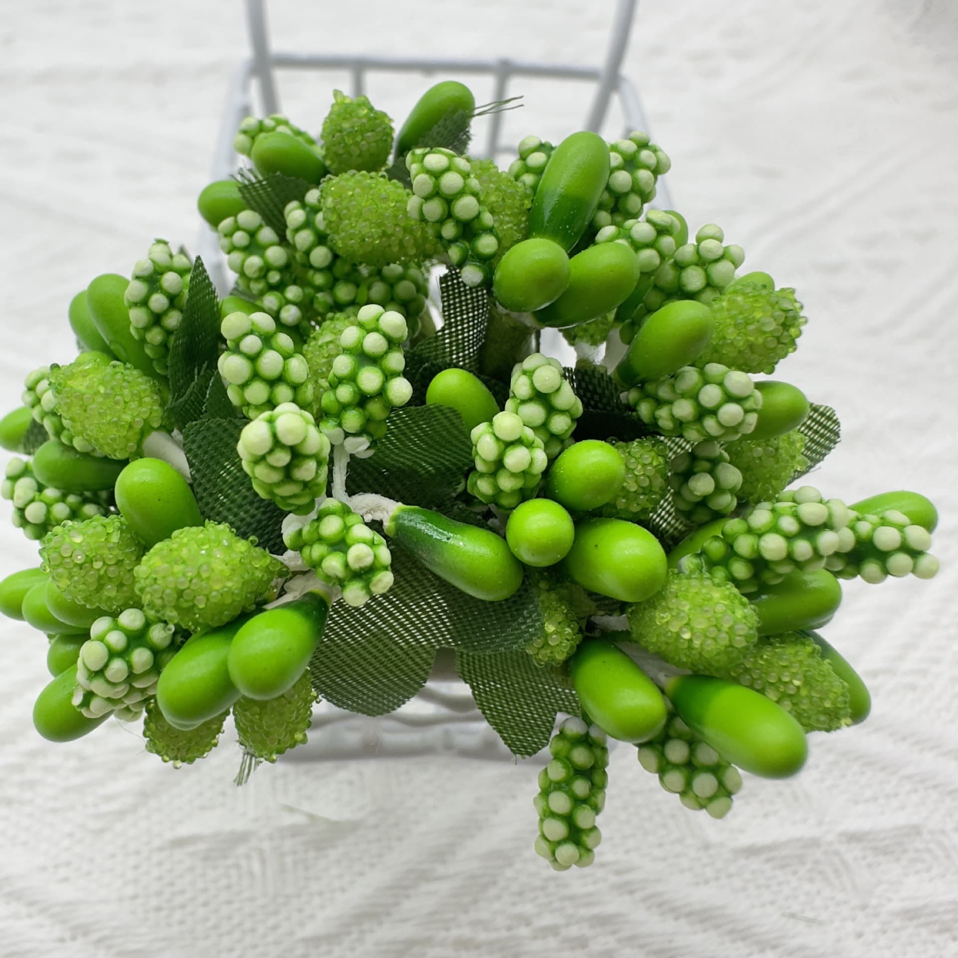 144 Pieces Glass Bead Berry Picks with Leaves, Candy Box Wedding Decoration DIY Garland Accessories Bouquet Ins Style