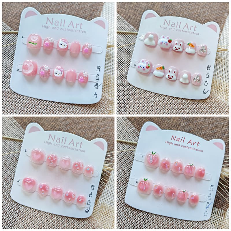 Children's Wearable Nail Art Pieces, Cute and Removable Without Damaging Nails, Cartoon Wearable Nail Pieces for Ages 3-12, Purely Handmade