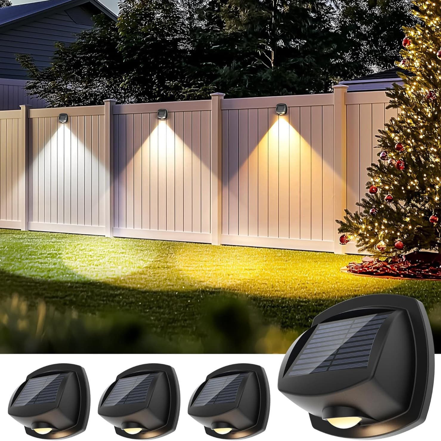 New Solar Wall Washer Light Outdoor Dual-Color LED Solar Fence Convex Mirror Light New Outdoor Boardwalk Light