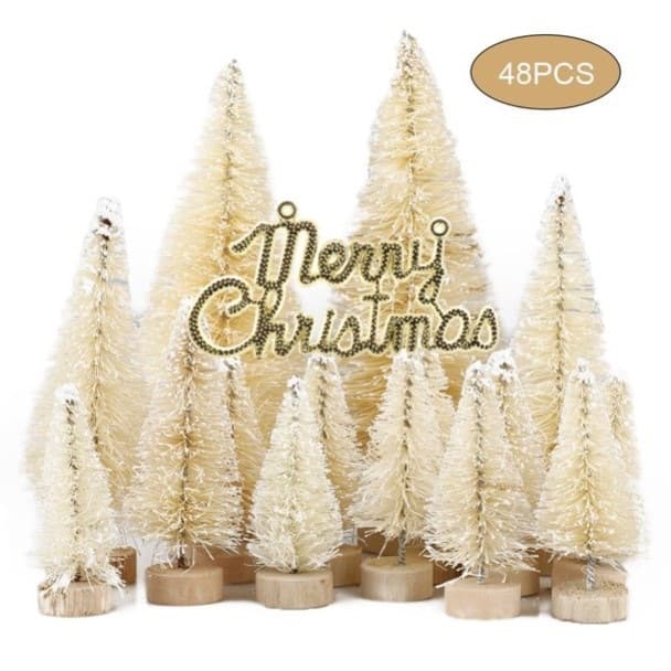 Colorful Assorted Small Christmas Tree Gift Bags, Pink Pine, Mini Christmas Tree Desktop Decorations, Sisal Silk
