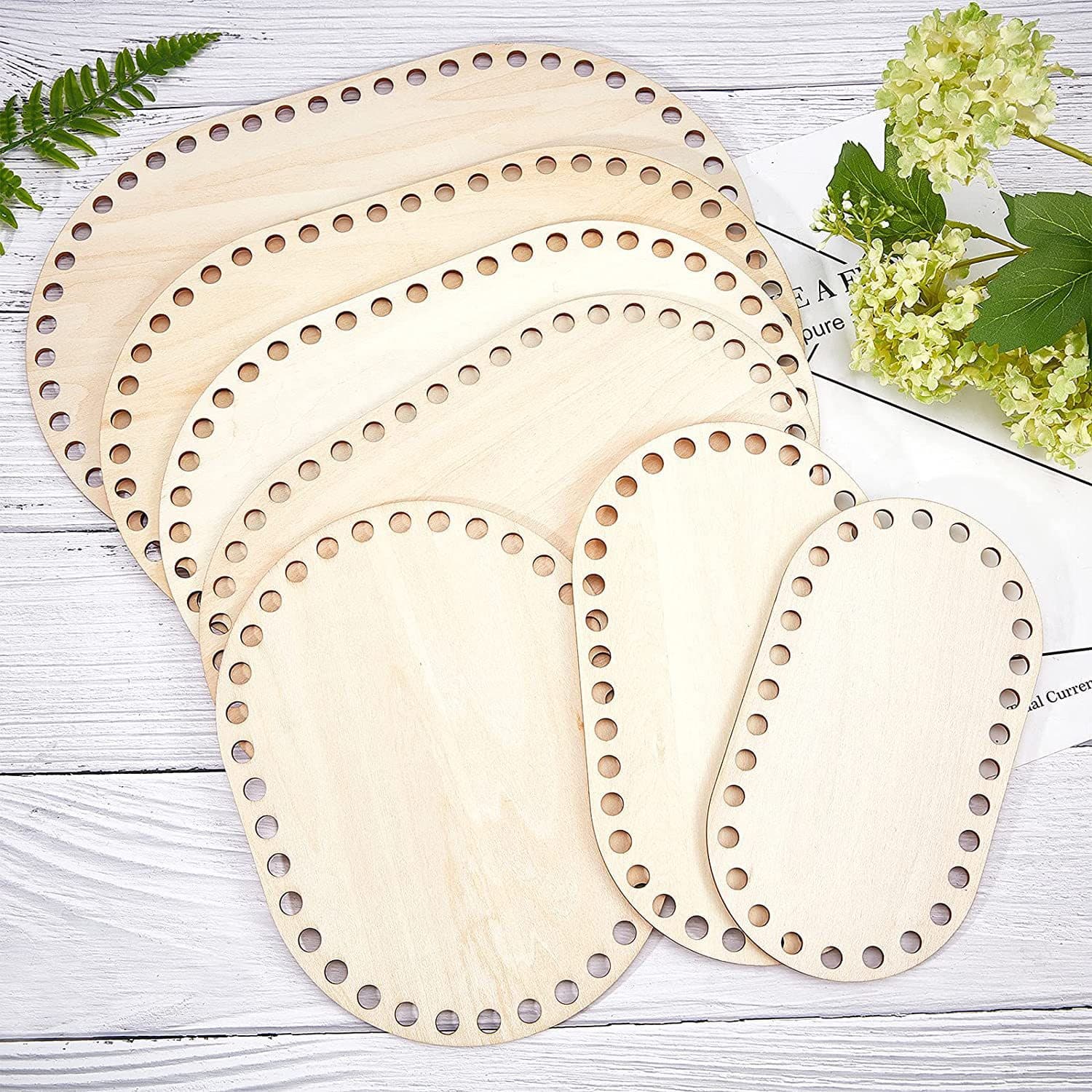 Wooden Bottom Crochet Basket Round Oval Blank Crochet Basket DIY Basket Weaving Crochet Supplies