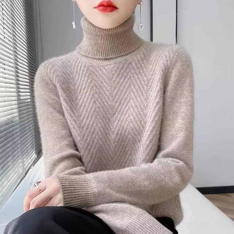 New Fall/Winter High-Neck Knit Sweater for Women, Slimming Solid Knit Base Layer, Versatile Thick Warm Sweater