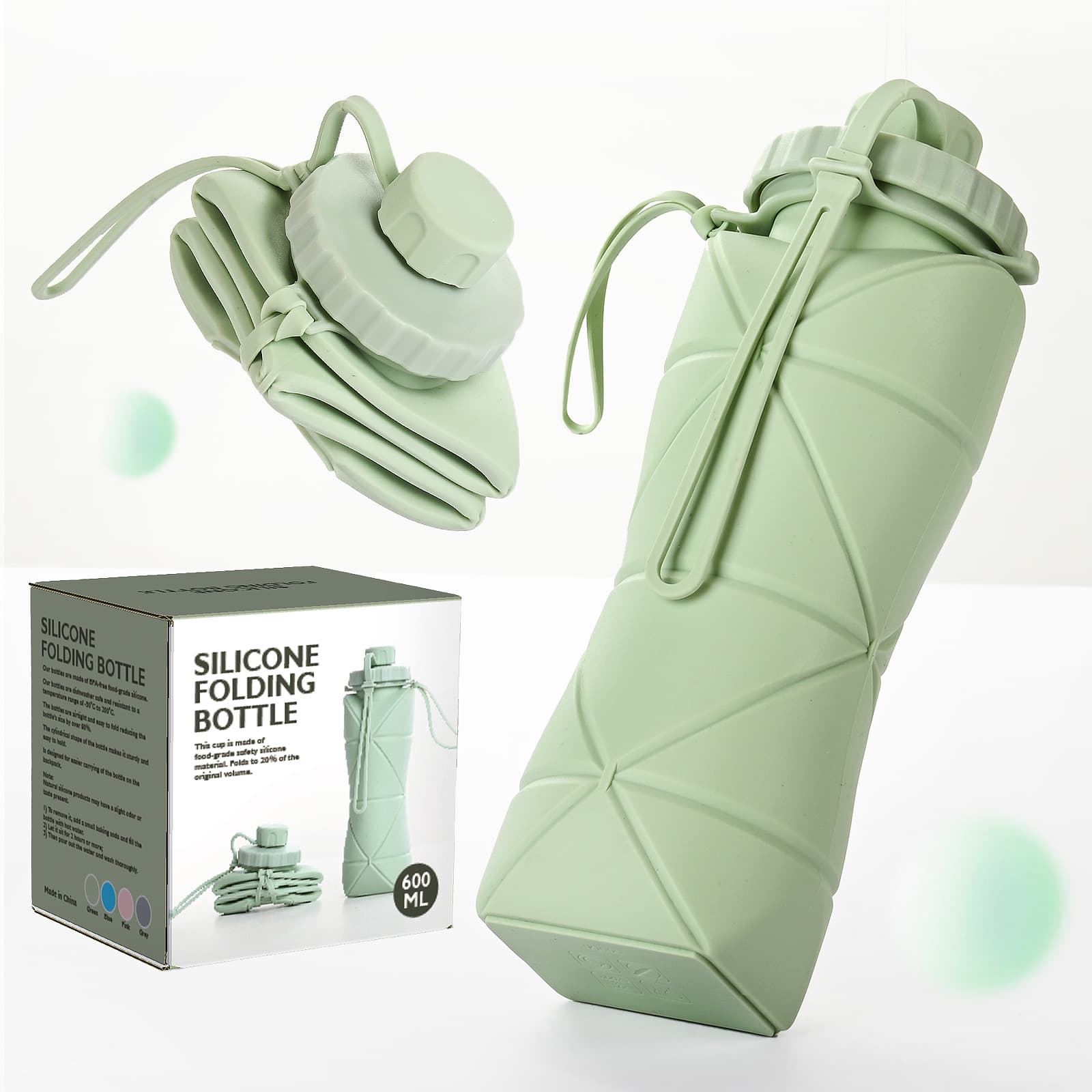 Silicone Collapsible Water Bottle Large Capacity Outdoor Travel Portable Sports Kettle High Temperature Resistant Food Grade Creative Folding Cup