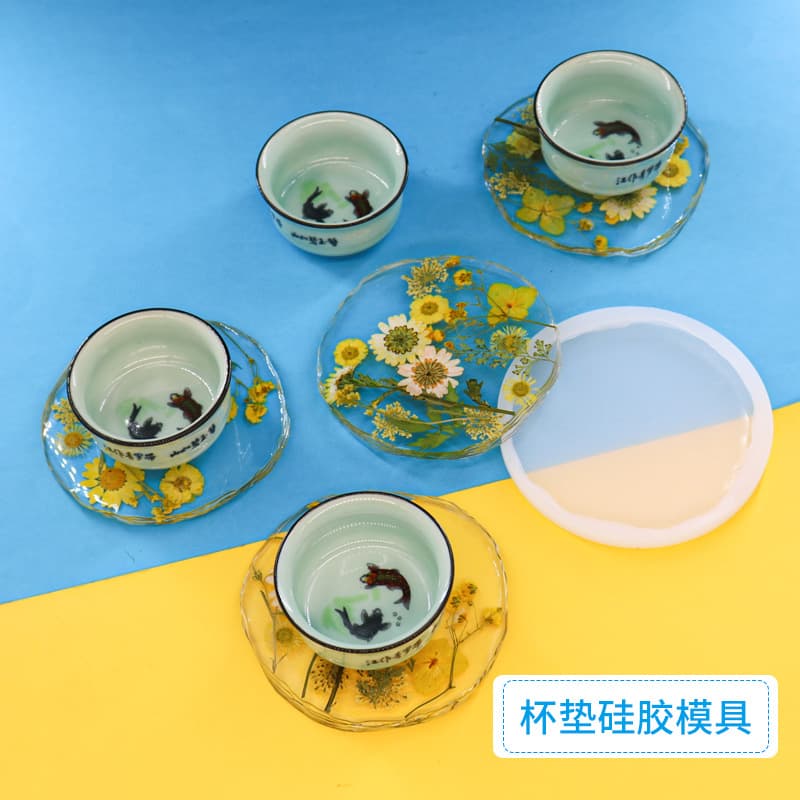 Round Slice Coaster Mirror Epoxy Resin Mold, Ins Style Decorative Placemat Silicone Mold, Combinable Set