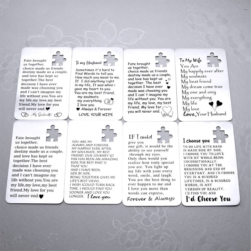 Stainless Steel Wallet Insert Card for Men and Women, Anniversary, Valentine's Day, Birthday Gift Card for Wife, Husband, Christmas