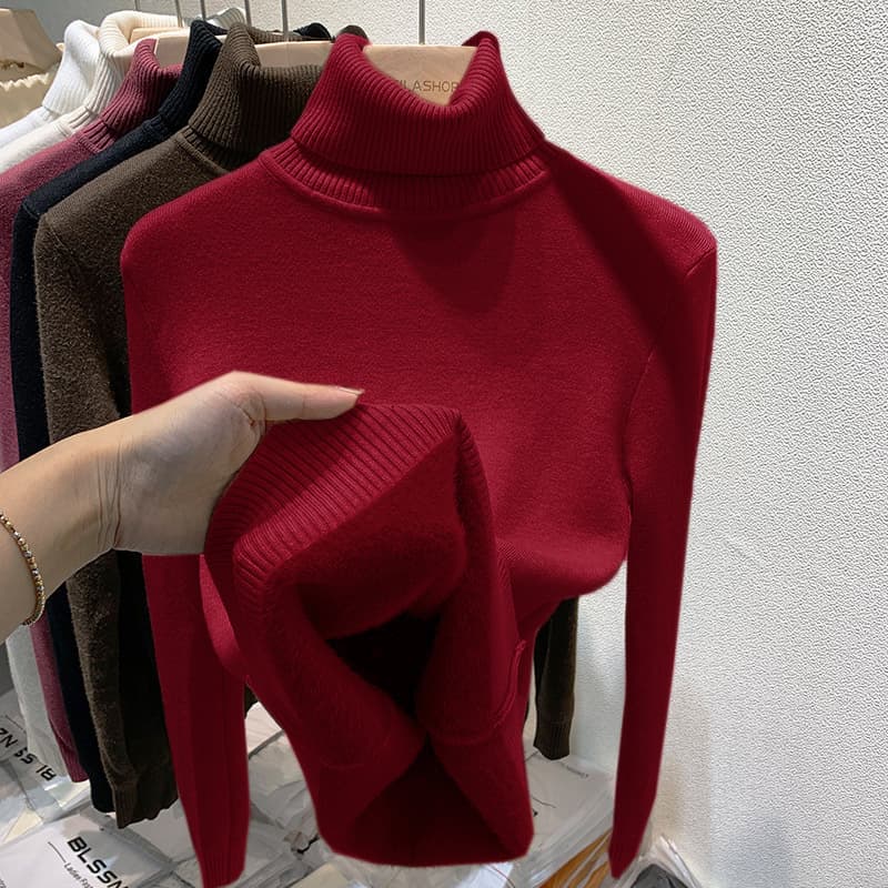[Factory Direct] One-Piece Fleece High-Neck Sweater, Thickened & Warm, 2026 Fall/Winter New Arrival, Long-Sleeve Thermal Base Layer