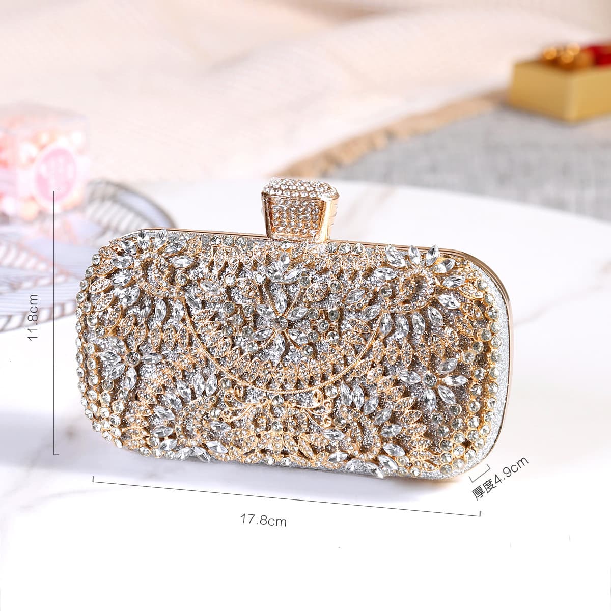 2022 Diamond Embedded Evening Clutch Bag for Ladies Handbag Ball Handheld Package Evening Makeup Dress Code Handbag