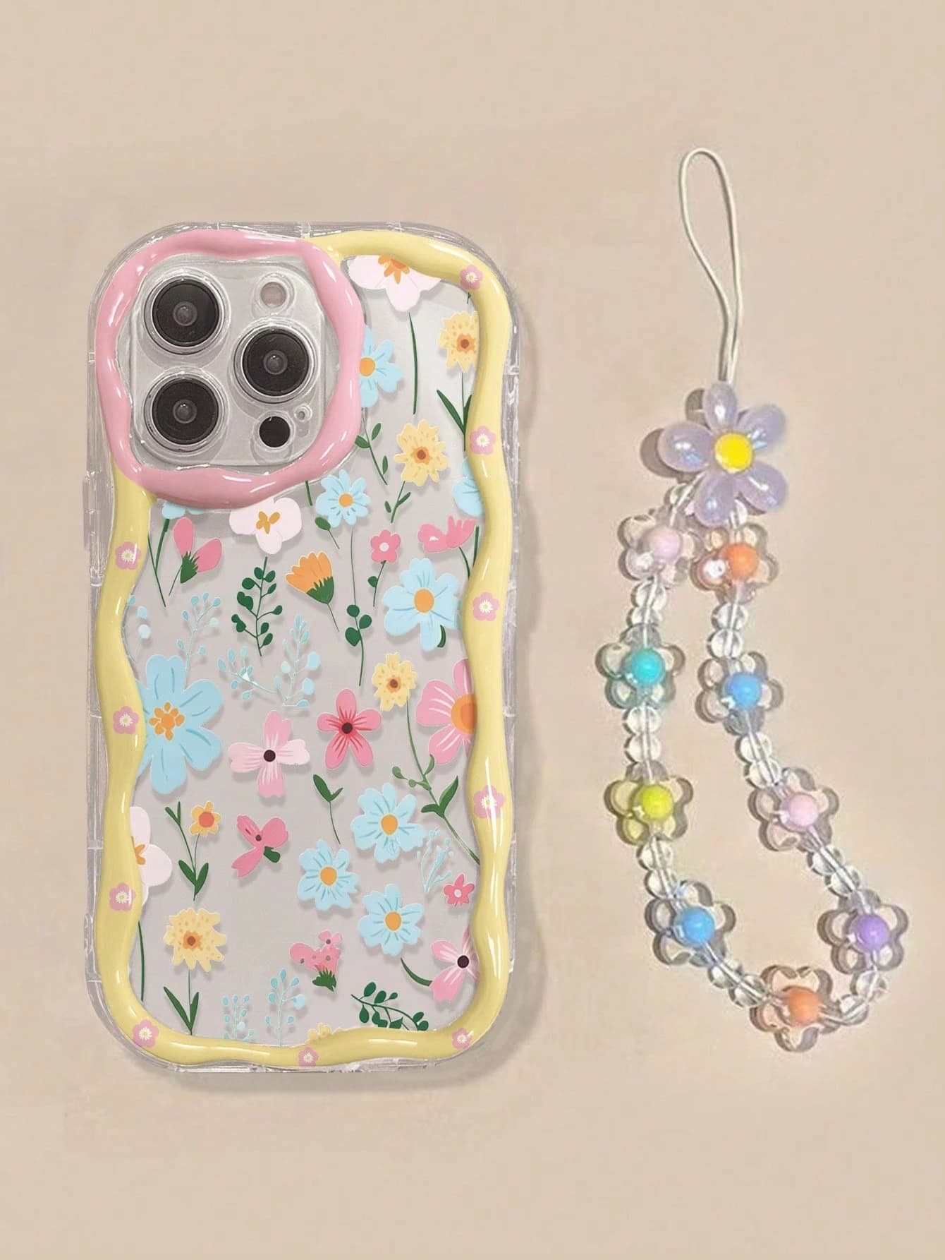 Purple Edge Daisy Case for iPhone 17 Pro Max, 16 Apple 15 Cream Shell 14 Cross-border 13 Bracelet 12