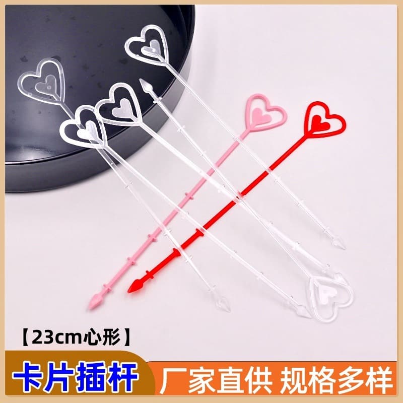 Short Flower Picks Heart-shaped Flower Picks Fresh Flower Bouquet Heart-shaped Short Plastic Insert Cards Clips for Florist Wedding Shop Supplies