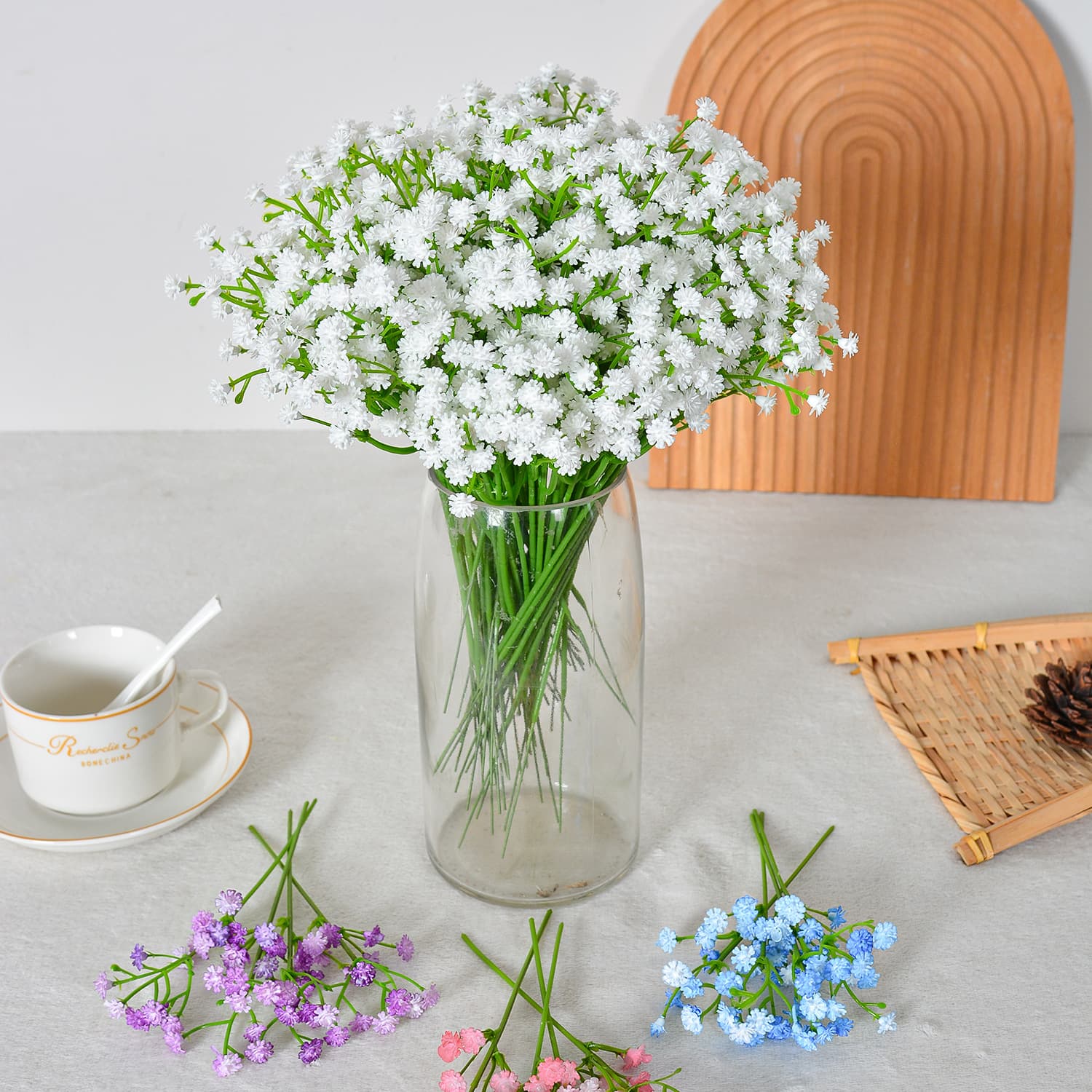 Simulated flower gypsophila wedding decoration feel 13 heads 19 heads soft plastic short branches plastic flowers wholesale hand held flowers fake flowers