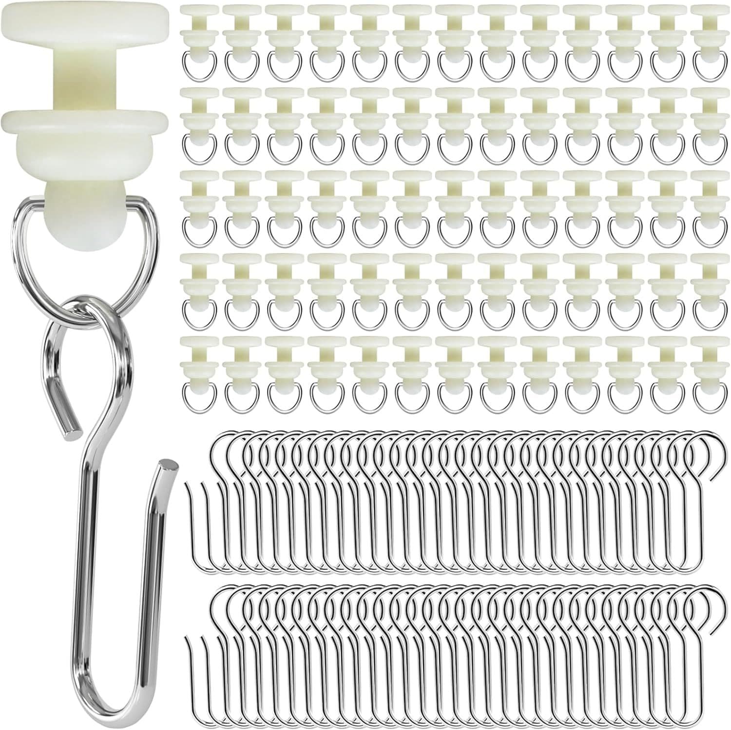 【Cross-border Direct Supply】Curtain Pulley Hook Set Curtain Track PVC Roller Accessories Silent Pulley Parts