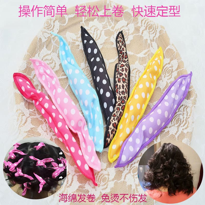 No-Heat Sleep Sponge Hair Curler Factory Polka Dot Hair Rolling Barrel Wholesale Pear Blossom Head Hair Curling Iron for Everyone