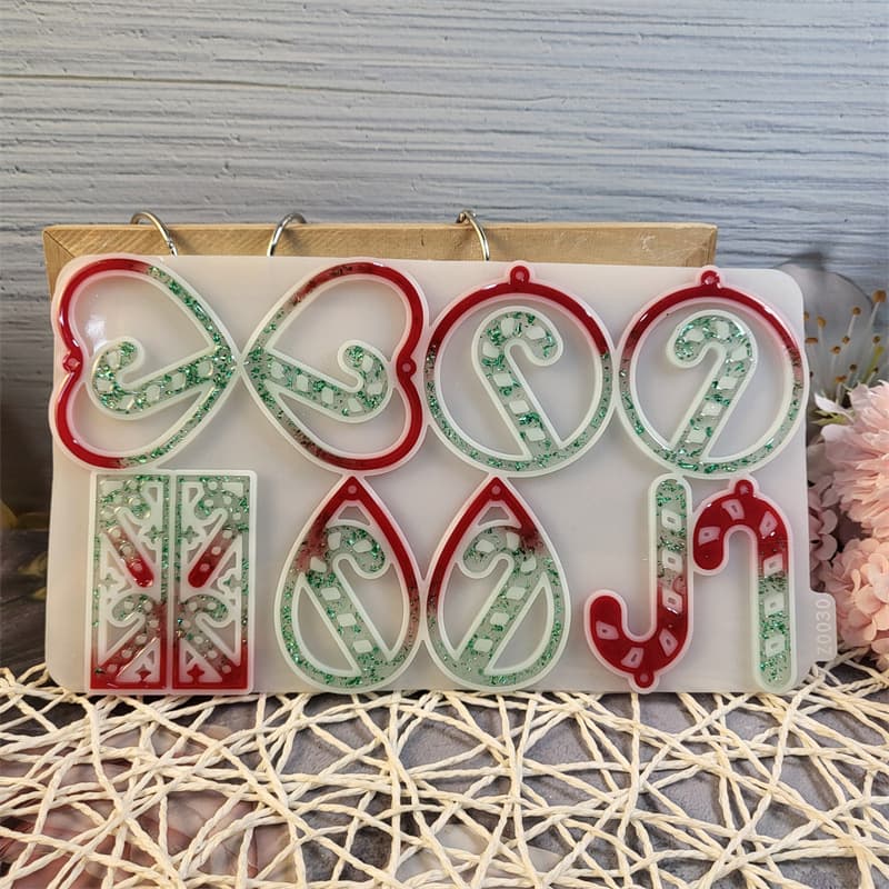 Z0030 Christmas Candy Cane Earring Mold Crystal Resin Mold Silicone Mold DIY Decoration Silicone Mold