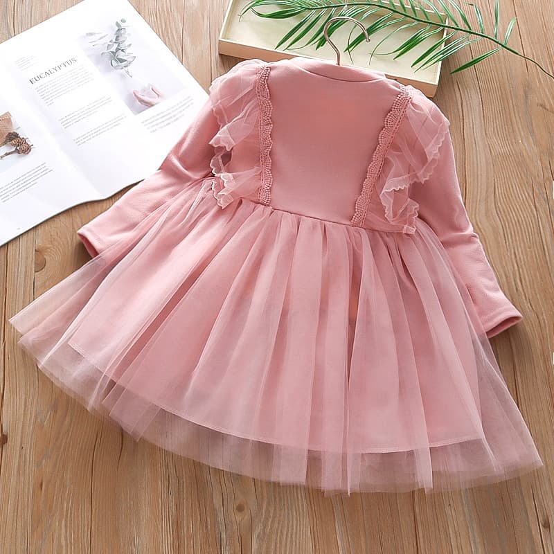 Girls Spring Autumn Dress Puffy Tulle Skirt Toddler 2025 New Children's Stylish Lace Princess Dress Long Sleeve