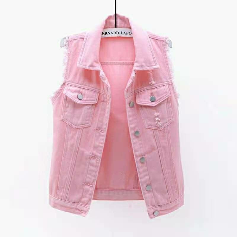 2024 Denim Multi-Color Vest Short Fashion Spring Summer Versatile Slim Fit Women's New Ripped Casual Versatile