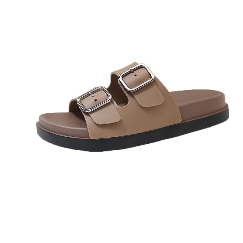 2026 Summer New Birkenstock Sandals for Women, Outdoor Versatile Flat Heel Anti-Slip Soft Sole Comfortable Double Buckle Slide Sandals for Export
