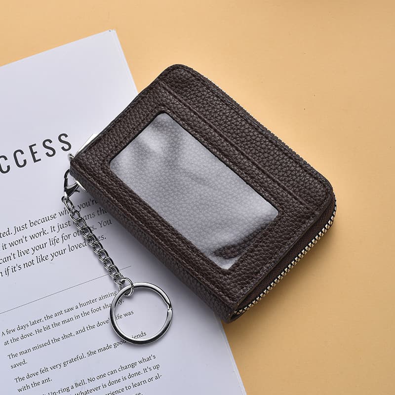 Cross-Border Bestseller Solid Color High-Aesthetic Accordion Card Holder Compact Men's Card Wallet and Coin Purse Integrated ID Organizer