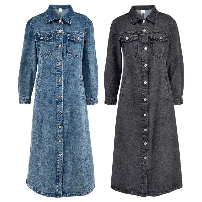 218750 Cross-border Women's Clothing Amazon Independent Station Stylish Denim Long Coat Fashion Style Factory Direct