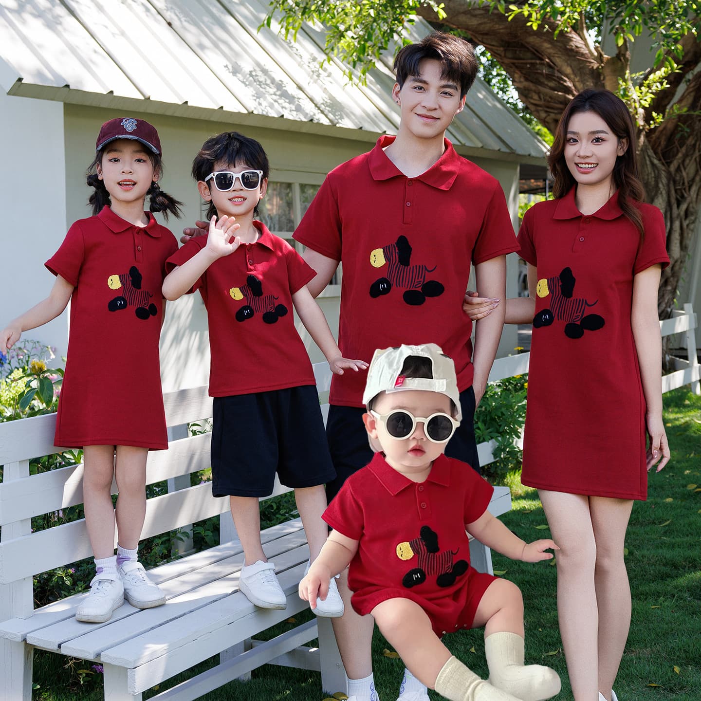 Parent-Child Embroidered Pony Polo Shirt Mother-Daughter Dress Summer New Style Couple Set Premium Short Sleeve T-Shirt
