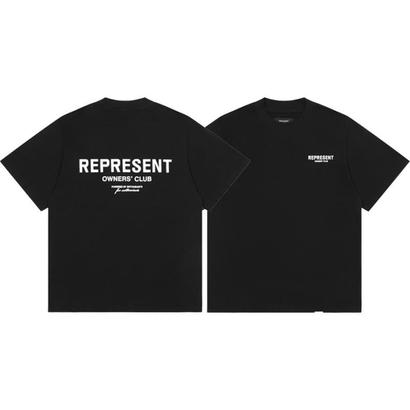 REPRESENT Owners' Club Letter Print Short Sleeve T-Shirt, High Street Streetwear, Unisex Loose Fit