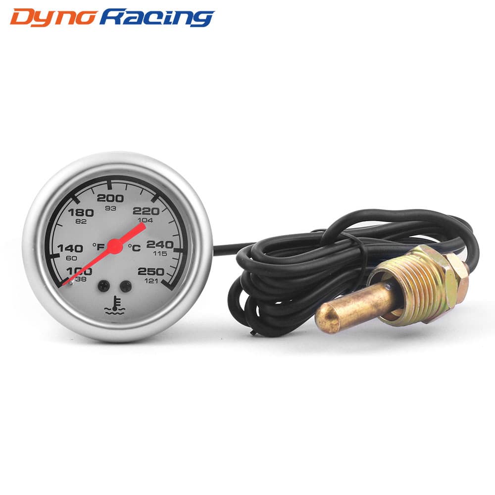 Car 2" 52MM Mechanical Water Temperature Gauge 38-121°C/100-250°F Dual Display 12V NPT1/2-14