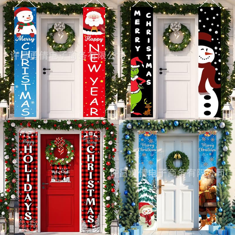 Cross-border new Christmas party couplets banners door curtains celebration atmosphere decorative flags
