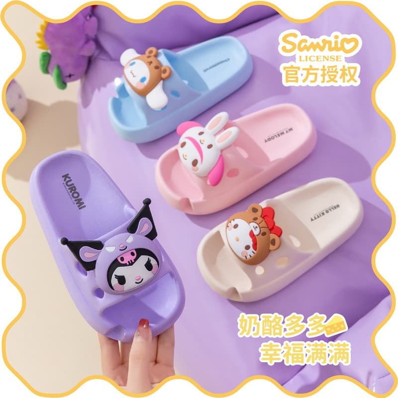 Sanrio Slippers Parent-Child Children's Home Indoor Beach Cute Kuromi Girls' Women's Sandals
