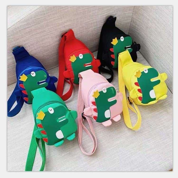 Cartoon children's bag, dinosaur children's chest bag, cute girl's backpack, boy's crossbody bag, in stock.