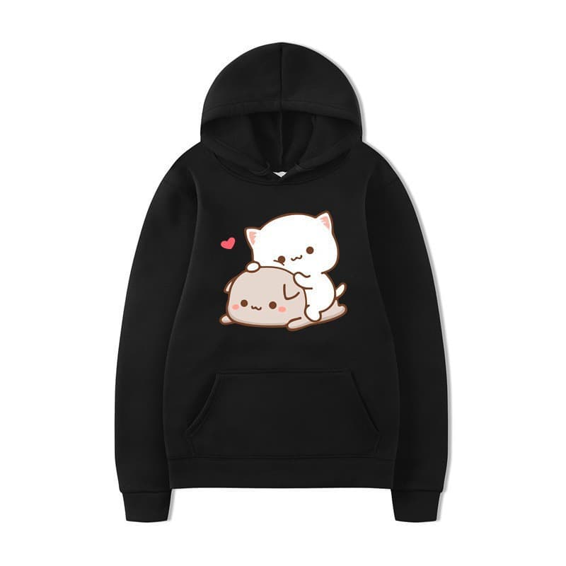 Meme Cross-border In Stock Thick Fleece Hoodie Loose Gothic Kawaii Street Harajuku Style Hooded Top