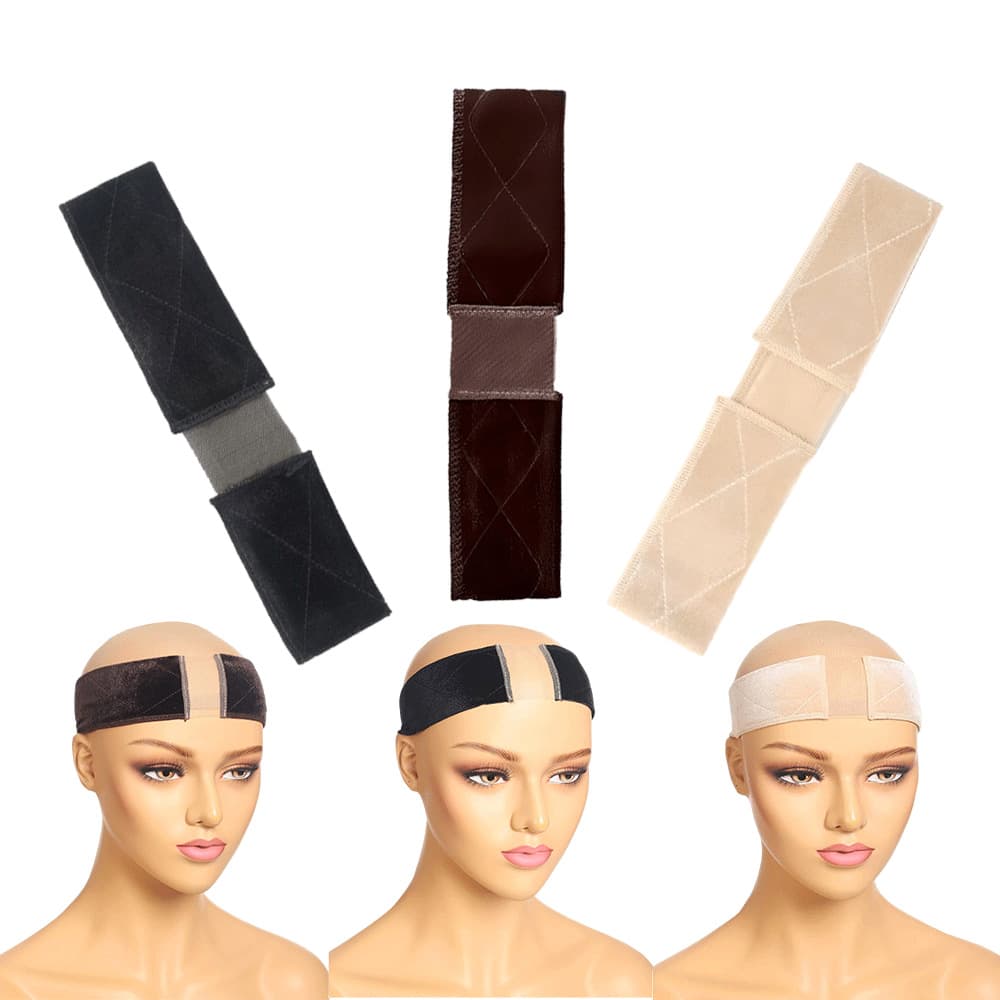 Velvet Lace Wig Grip Band with Lace Parting and Velcro Fastening