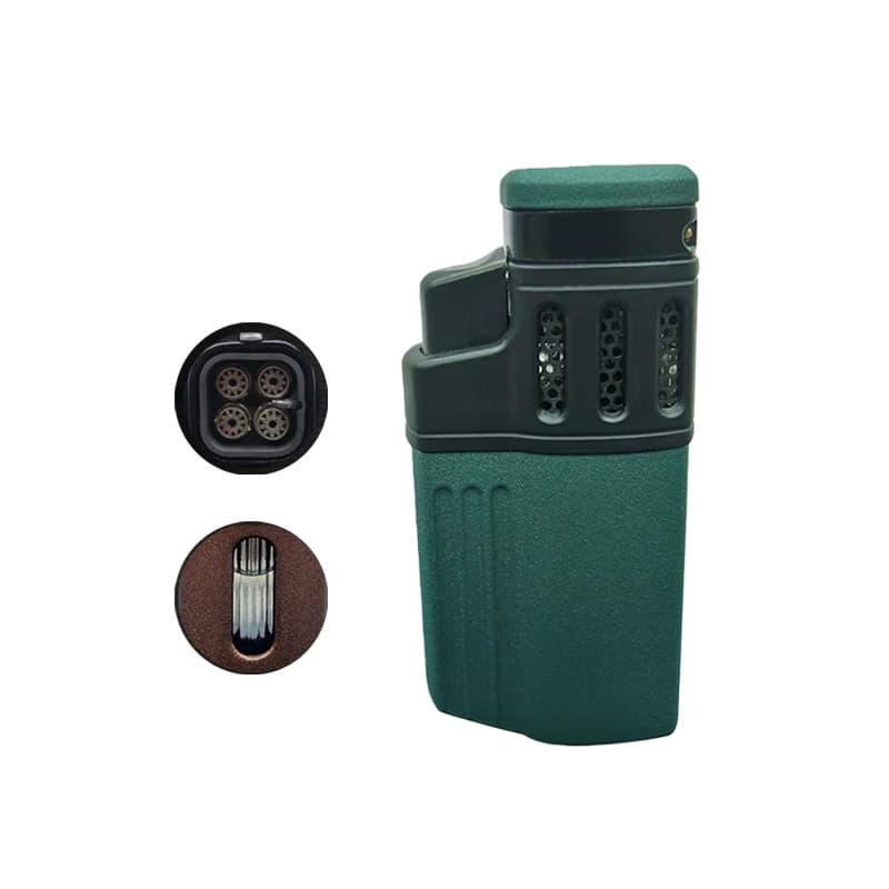 New Windproof Lighter Durable Cigar Lighter Moxibustion Igniter Refillable Quadruple Jet Flame Lighter