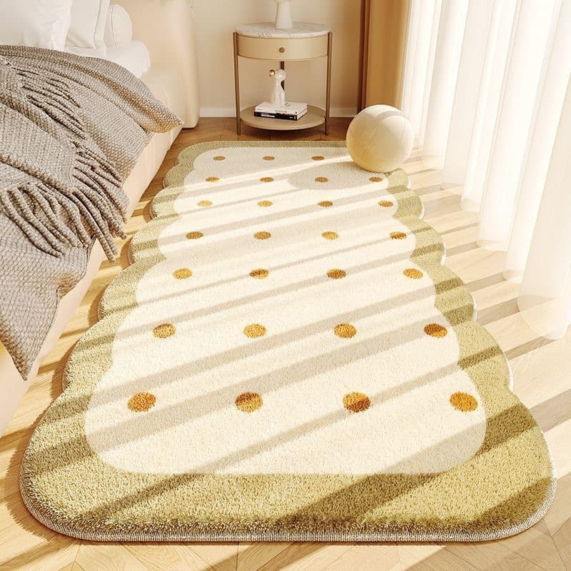 Cream Style Long Stain-Resistant Bay Window Carpet Tatami Imitation Cashmere Floor Mat Skin-Friendly Bedroom Bedside Decorative Carpet