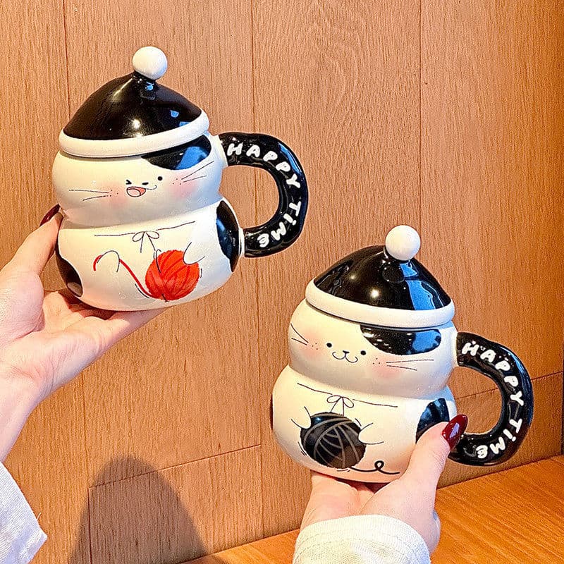 Cute and Beautiful Ceramic Mug with Lid, Creative Cup for Drinking Water, Gift for Girls and Best Friends on Their Birthdays