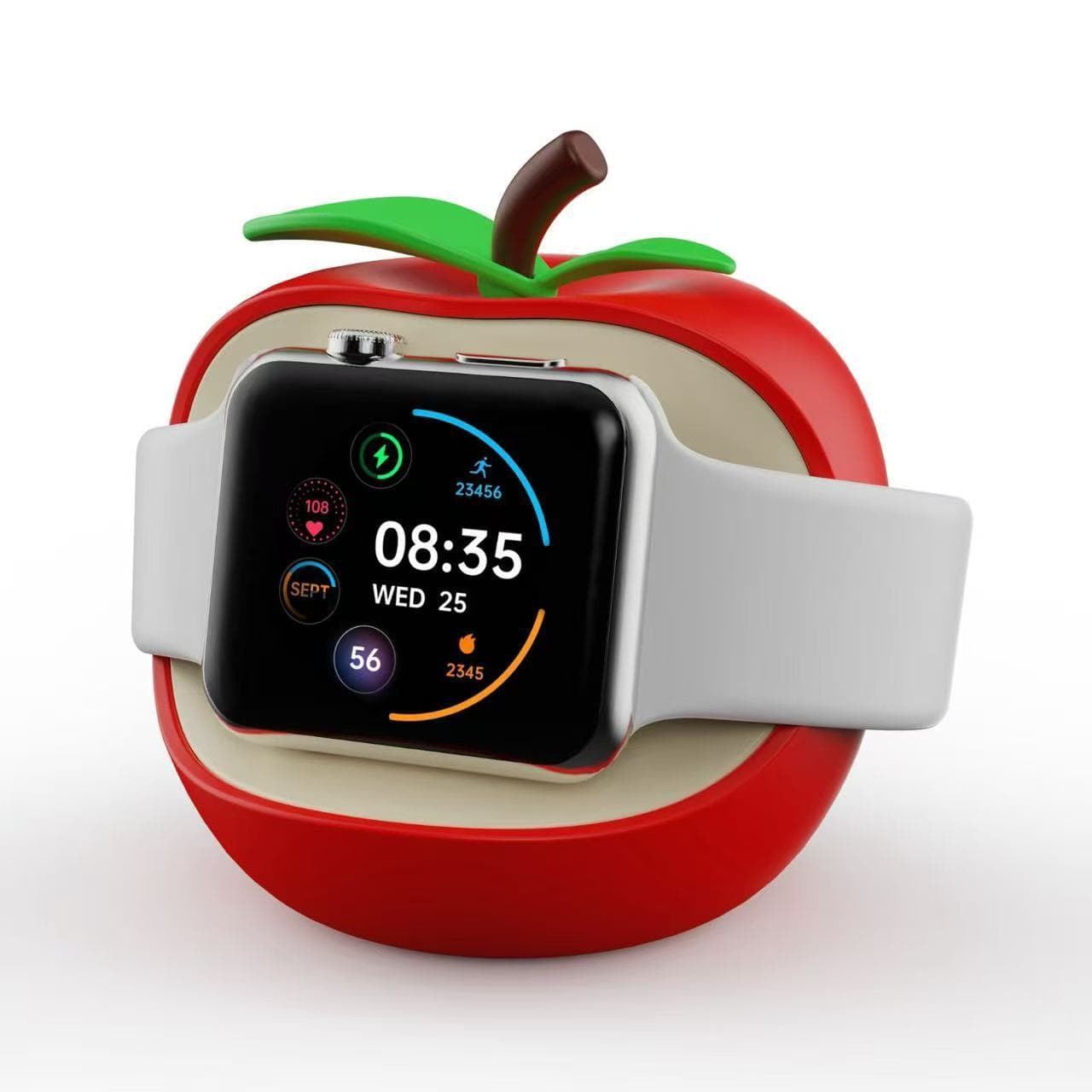 Creative Apple Cartoon Silicone Charging Stand for Apple Watch, Compatible with All iWatch Series