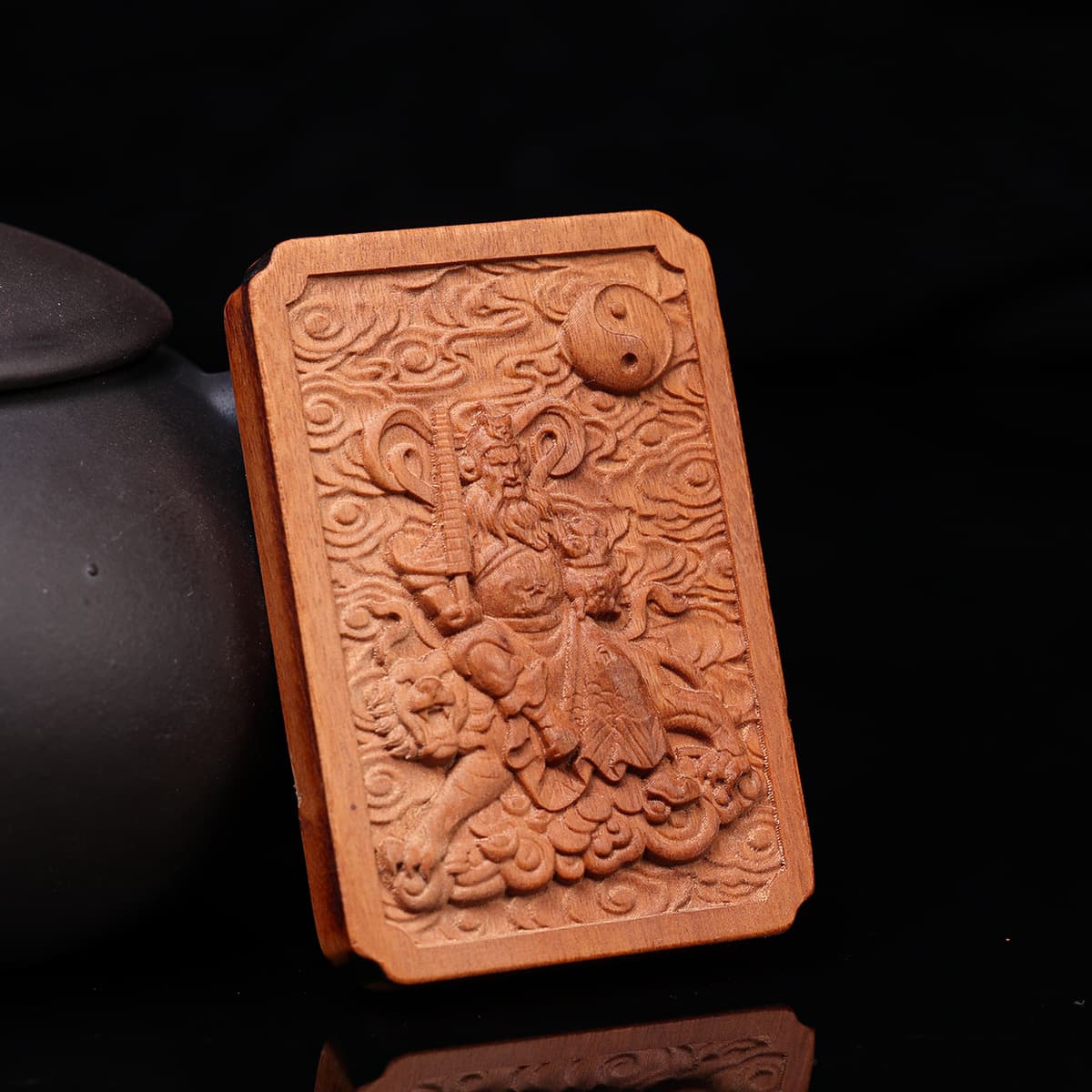 Lightning-struck jujube wood peace pendant, 46-piece design, Zhao Gongming Taoist ritual implement, personal accessory, old material, dark color, exquisitely carved handmade.