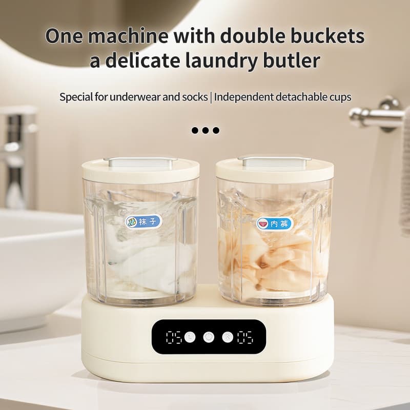 Dual-Cup Washing Machine, Back-to-School Season Student Dormitory Socks and Underwear Washer, No Installation Laundry Cup Mini Washer