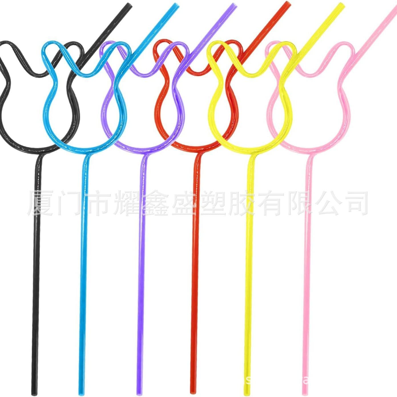 Kids Easter Crazy Straw Rabbit Reusable Drinking Plastic Swirl Straw with Bunny Ears