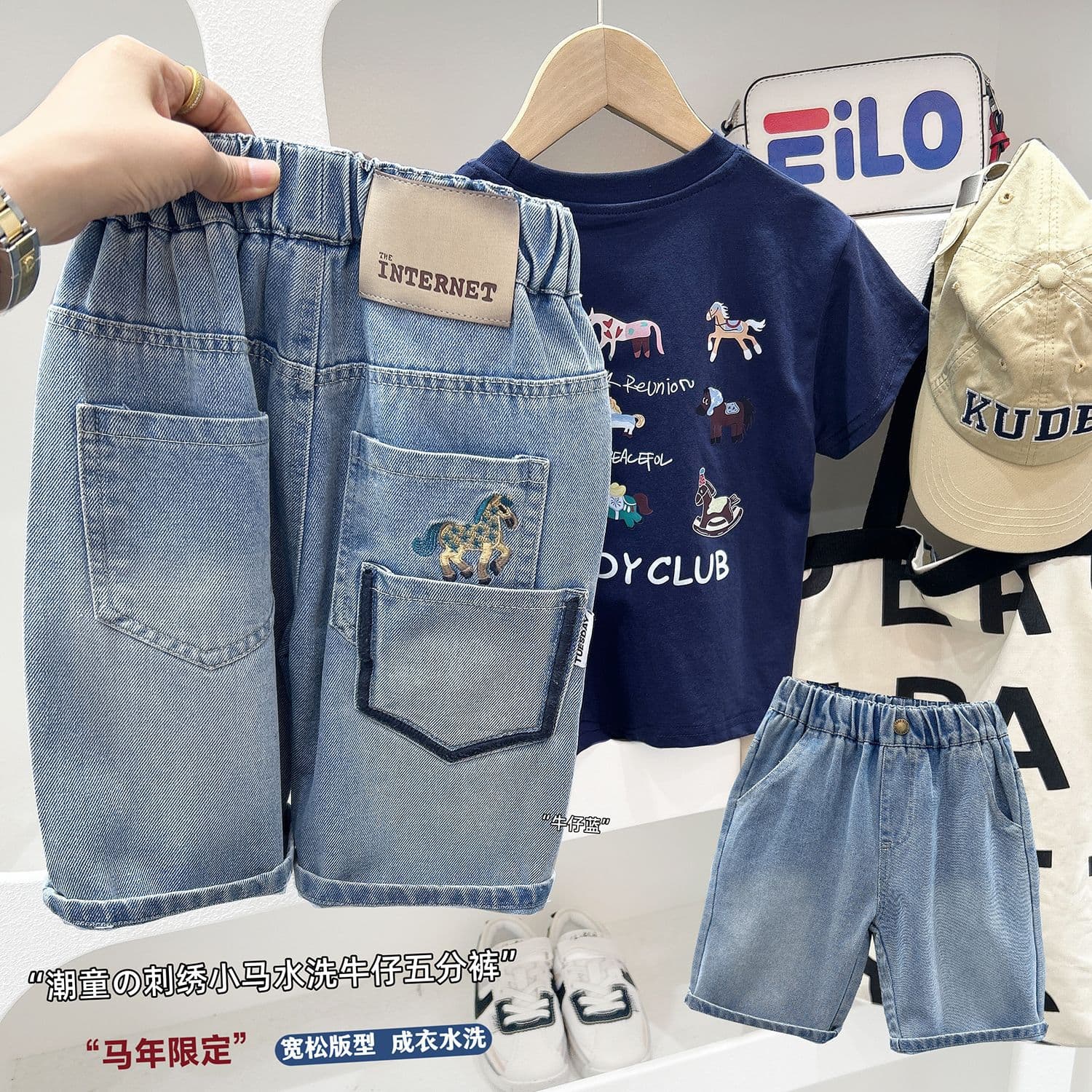 Children's Denim Shorts Spring Summer 2026 Boys Knee-Length Pants Baby Versatile Casual Thin Style Middle and Big Kids New Shorts