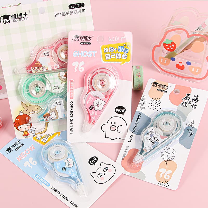 Creative, large-capacity correction tape, cute cartoon correction tape, girly and high-value student correction tape, stationery wholesale.