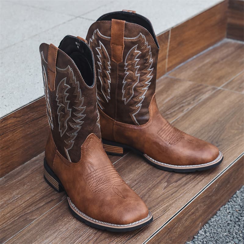 881 Cowboy boots Western cowboy boots fashionable embroidered knight boots V-mouth boots foreign trade large size