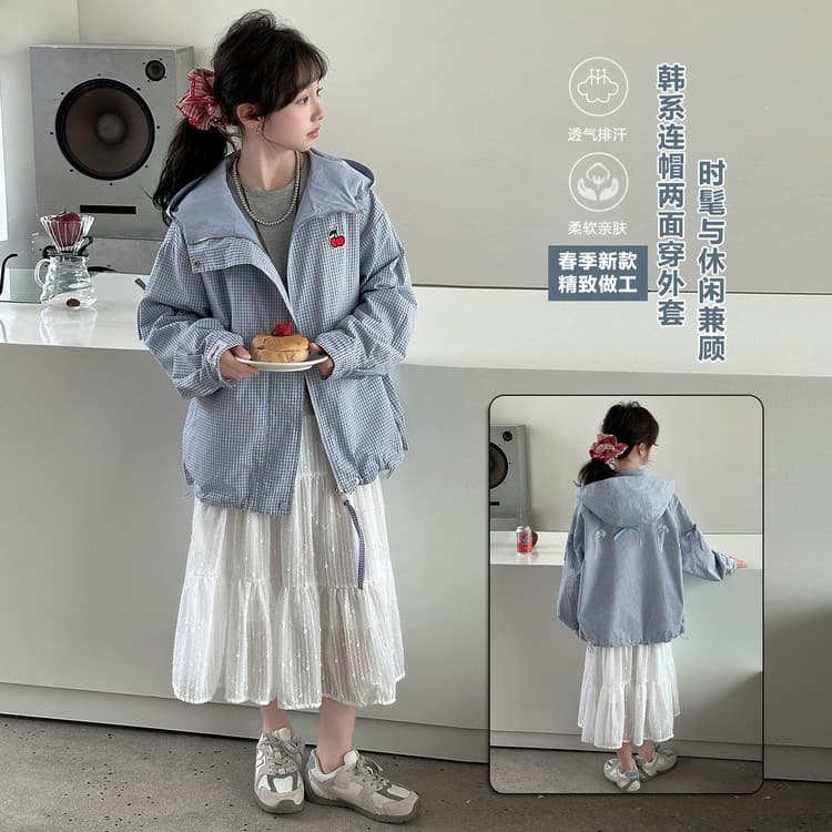 Girls' coats are reversible, spring and autumn 2026 new style children's jackets, autumn casual windbreakers for older children
