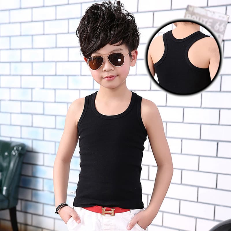 24 Children's Summer Thin Pure Cotton Racerback Vest Girls' Solid Color Camisole Y-Back Vest Baby Undershirt