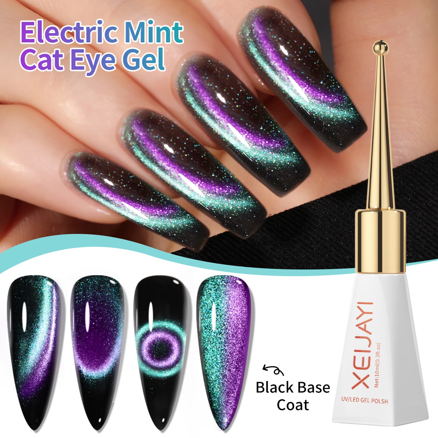 Electro-optical mint cat eye nail polish 2025 new advanced blue and purple cat eye nail polish